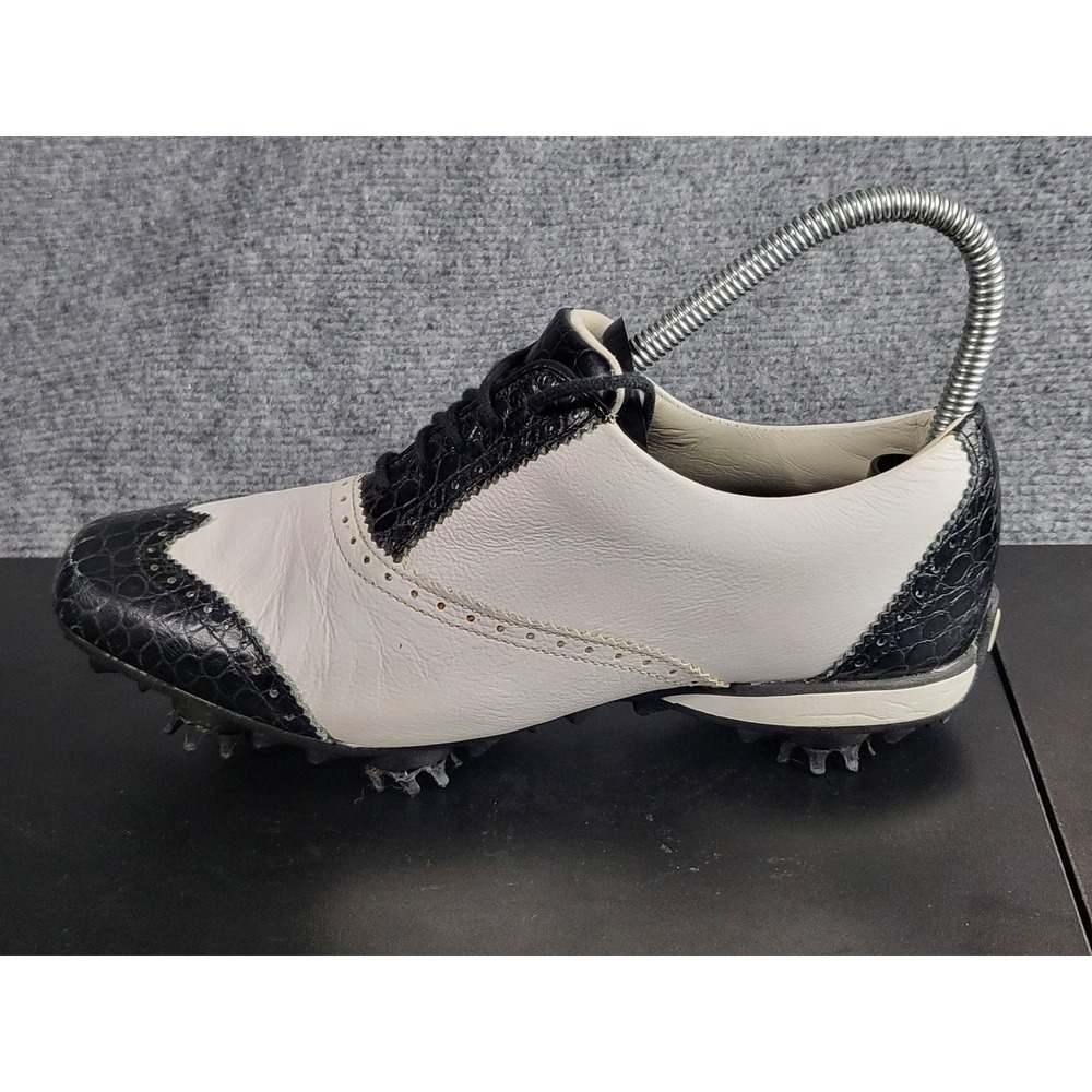 FootJoy‎ Golf Shoes Wingtip Leather Spiked Black White Womens Sz 6.5M Classic